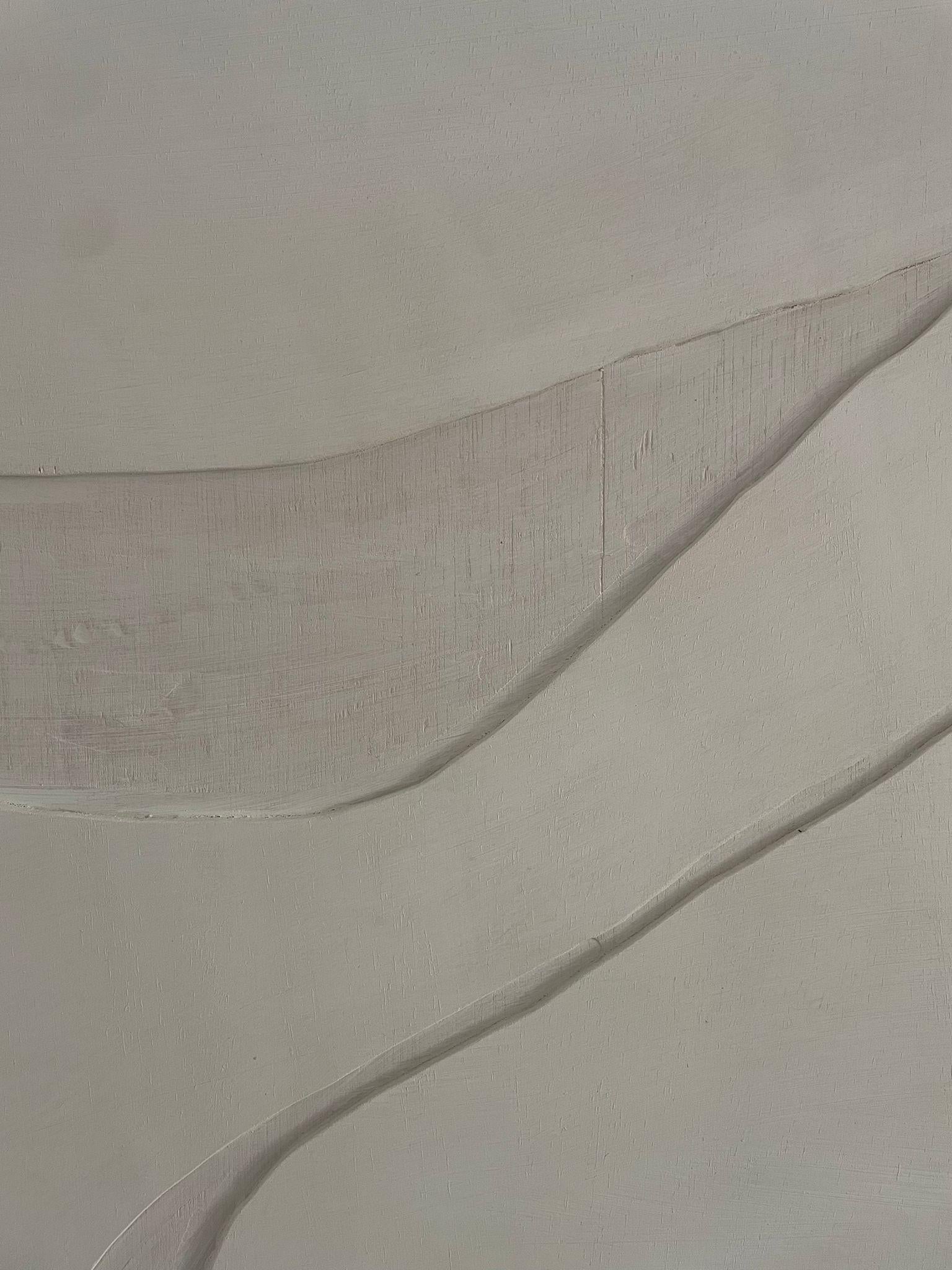 ABSTRACT, Gemälde mit weißen Linien, Holztafel der spanischen Künstlerin Alicia Gimeno, 2024  im Angebot 2