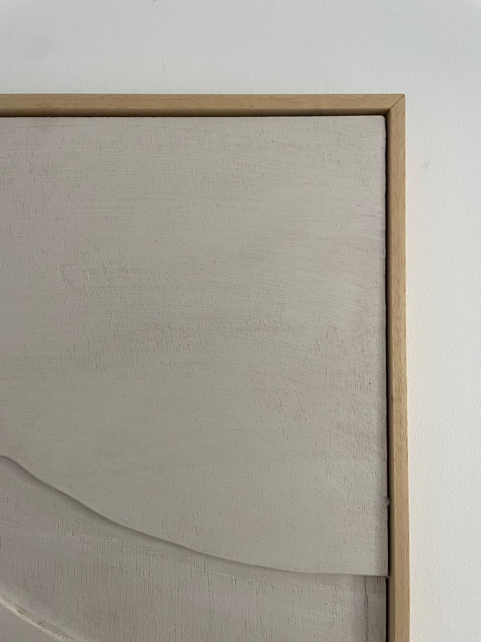 ABSTRACT, Gemälde mit weißen Linien, Holztafel der spanischen Künstlerin Alicia Gimeno, 2024  im Angebot 3