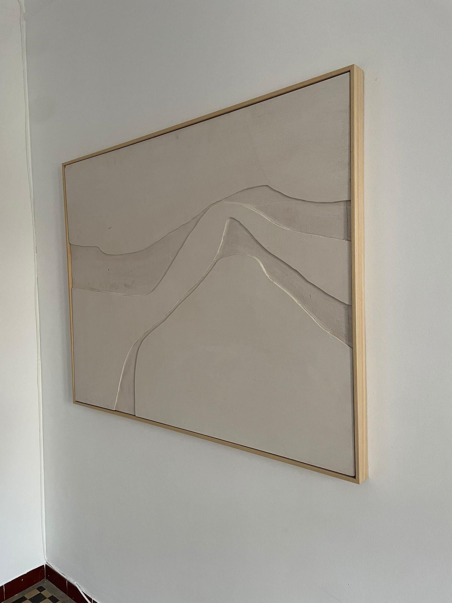 ABSTRACT, Gemälde mit weißen Linien, Holztafel der spanischen Künstlerin Alicia Gimeno, 2024  im Angebot 4