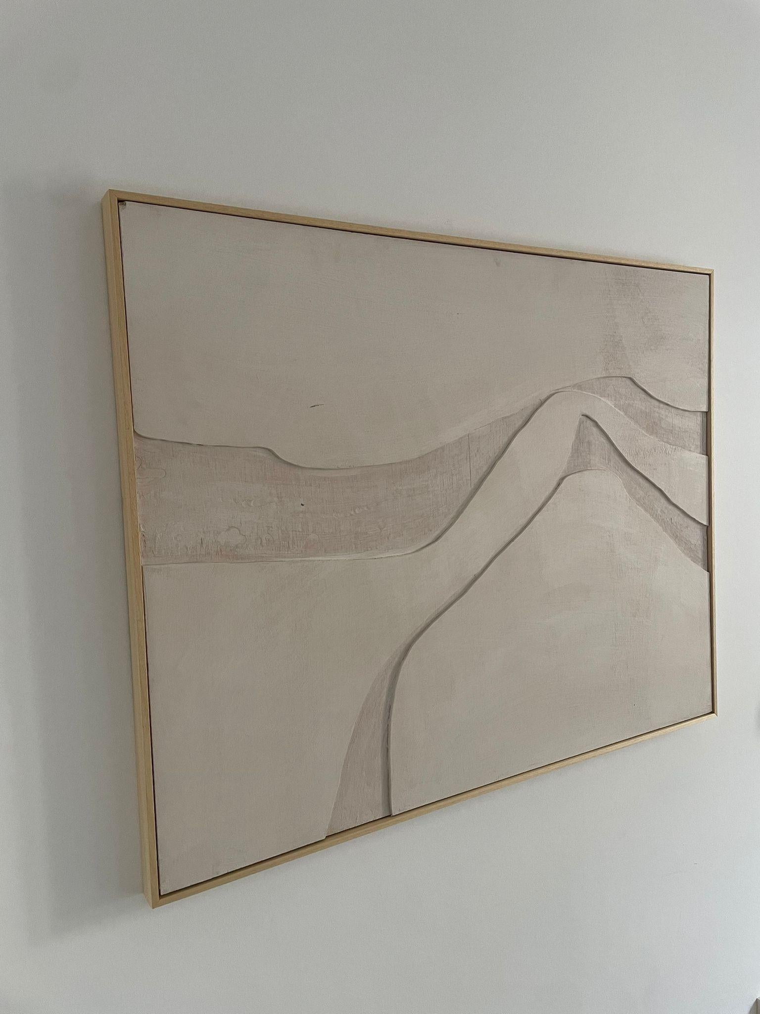 ABSTRACT, Gemälde mit weißen Linien, Holztafel der spanischen Künstlerin Alicia Gimeno, 2024  im Angebot 5