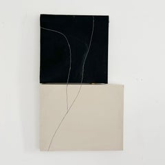 ABSTRACT Diptychon Schwarz-Weiß-Gemälde des spanischen Künstlers, minimalistisch, ohne Titel 2023