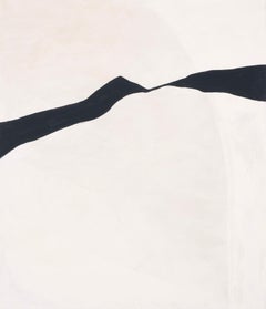 Minimalistische abstrakte Malerei, schwarze lineare Formen, 2025, Alicia Gimeno New