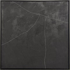 Minimalist Abstract Painting Black Linear Forms 2025, Alicia Gimeno New