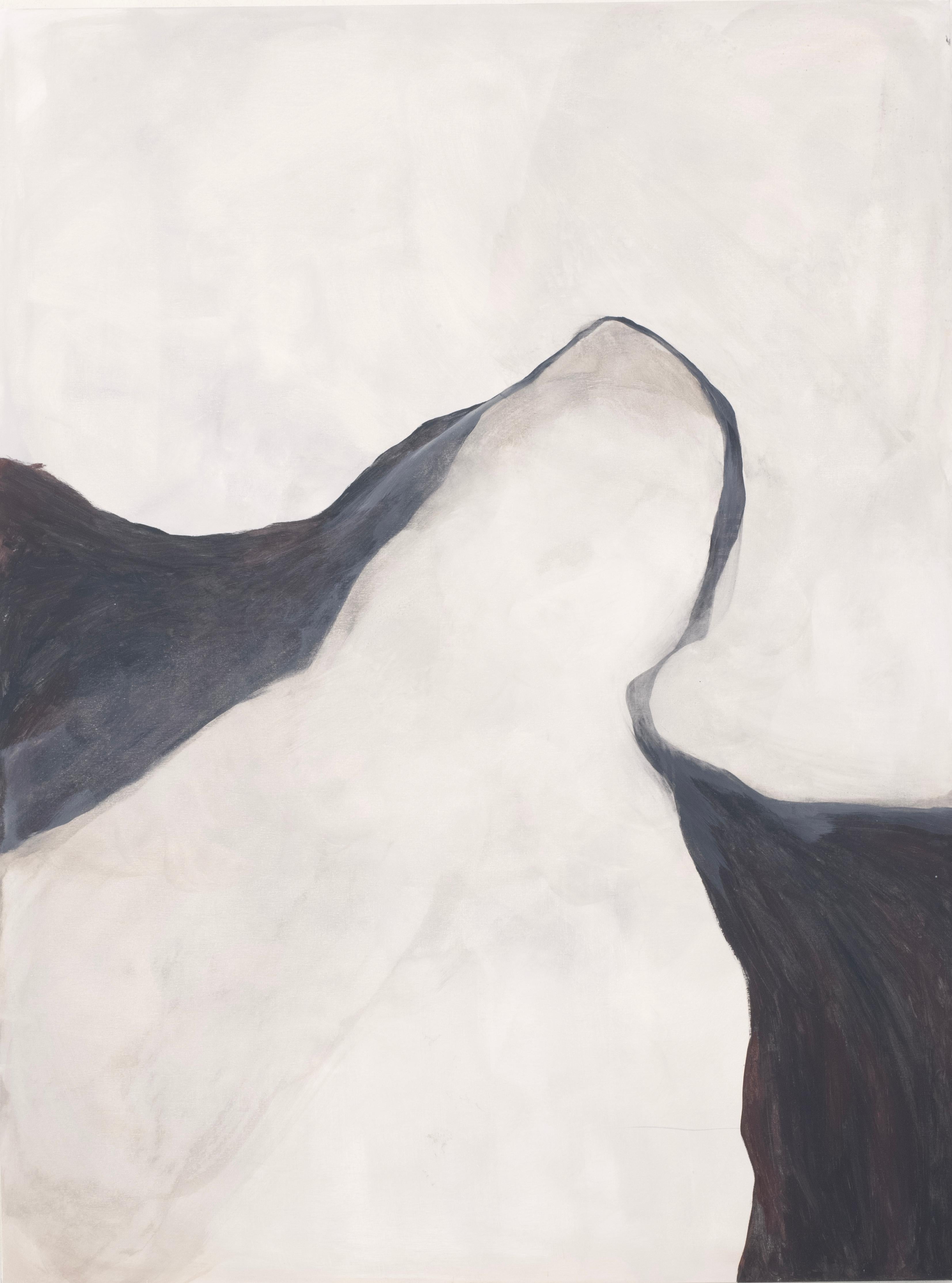 Minimalist Abstract Painting, Black Linear Forms, 2025, Alicia Gimeno New