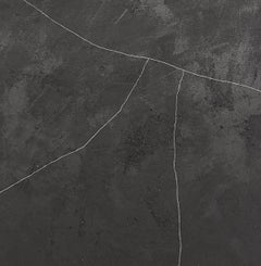 Minimalist Abstract Painting Black Linear Forms 2025, Alicia Gimeno New
