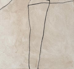 Minimalist Abstract Painting Earth Black Linear Forms 2026, Alicia Gimeno New