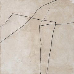 Minimalist Abstract Painting Earth Black Linear Forms 2026, Alicia Gimeno New