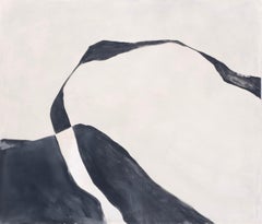 Peinture abstraite minimaliste, formes linéaires noires, 2025, Alicia Gimeno New