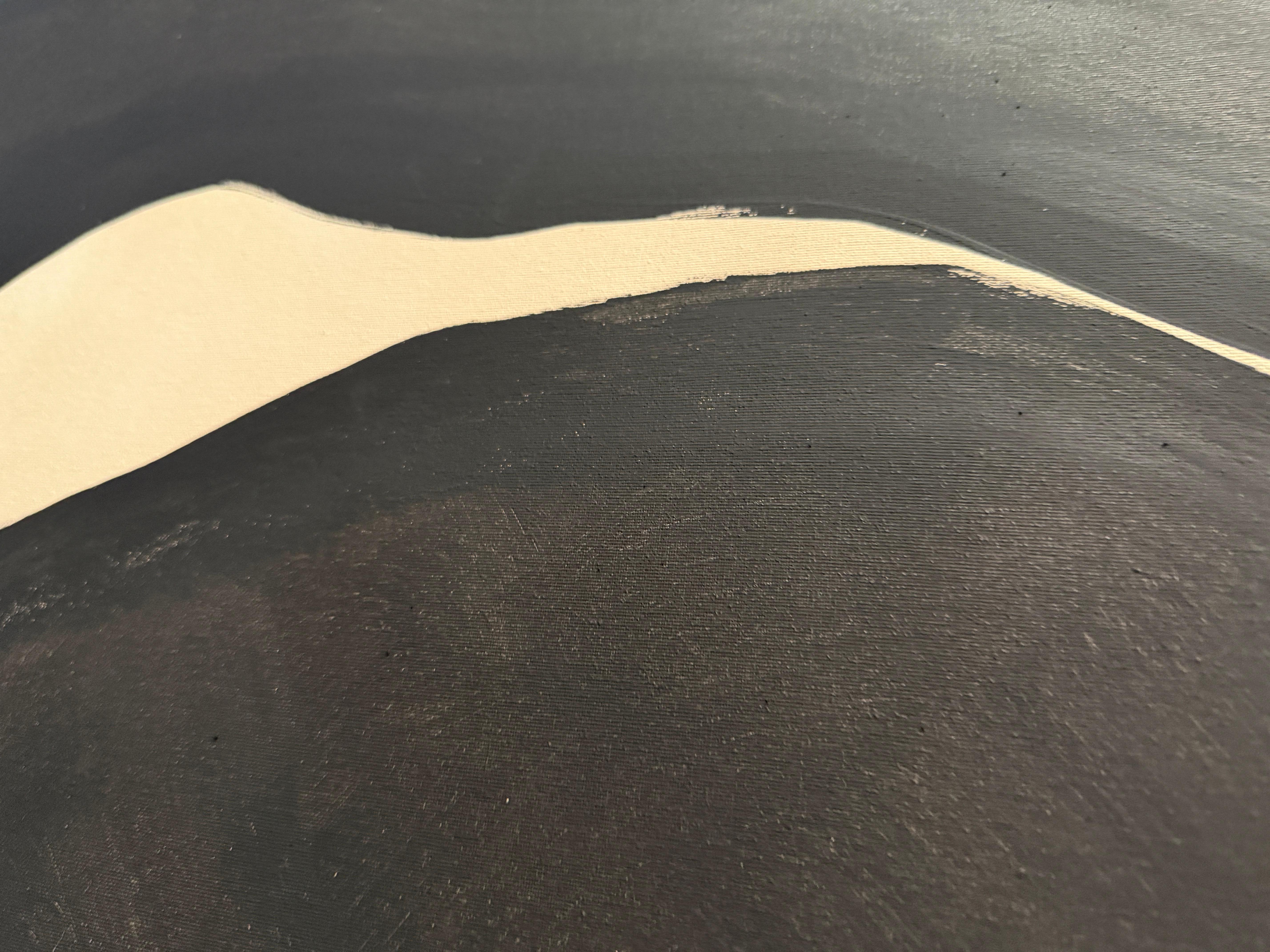 Minimalist Abstract Painting with Dark Linear Forms by Alicia Gimeno 2025 For Sale 2