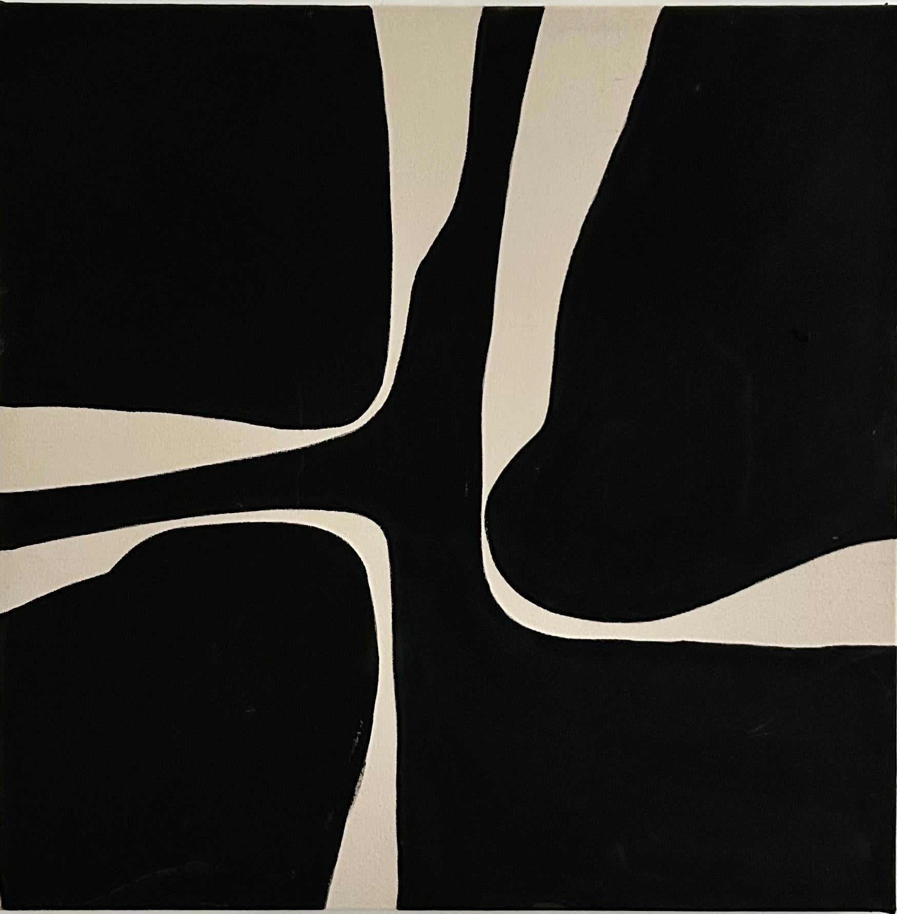 ABSTRACT Schwarz-Weißes Gemälde mit minimaler Textur, ohne Titel 2023