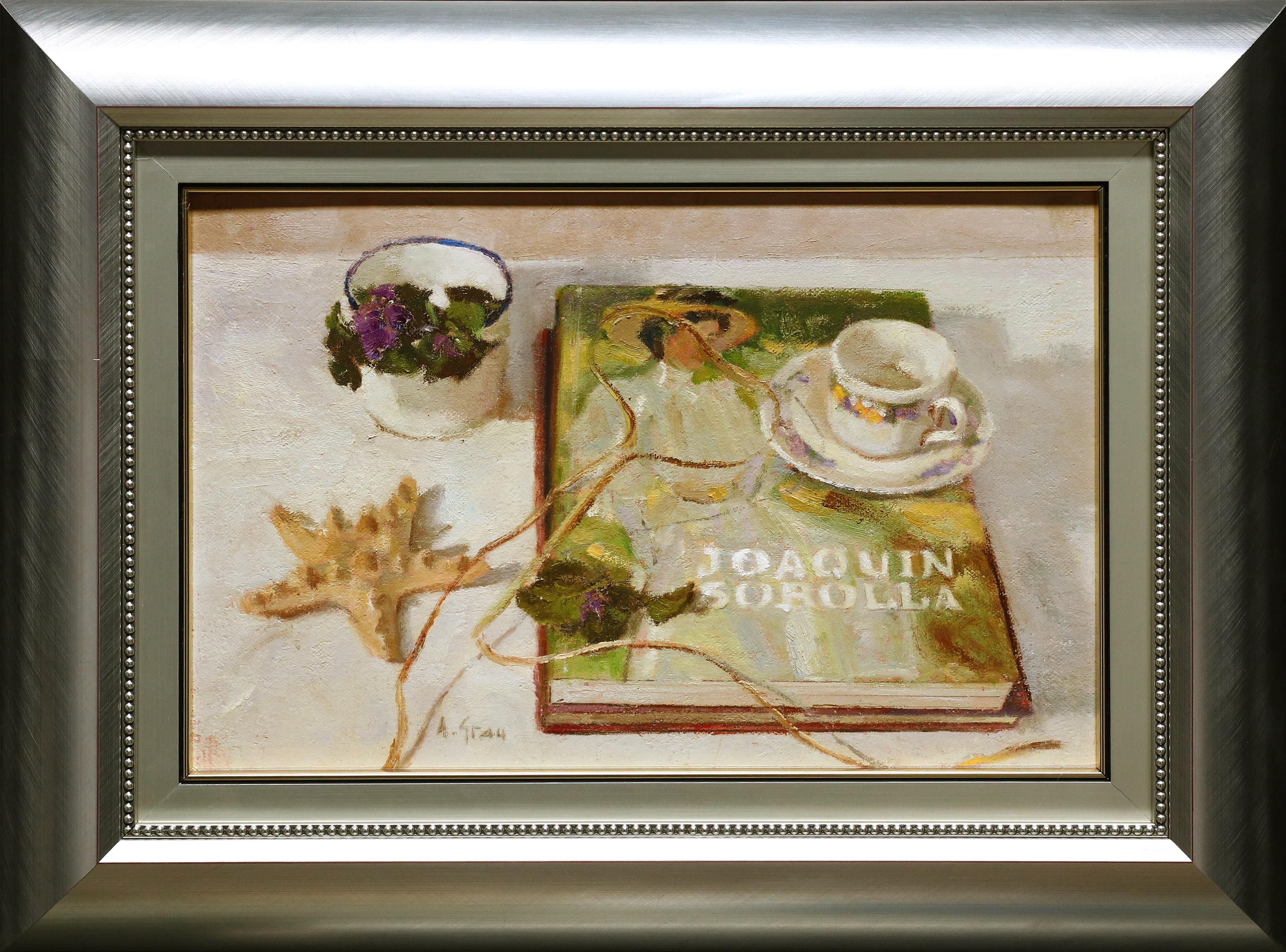Alicia Grau  Still-Life Painting - Still Life with Sorolla Book
