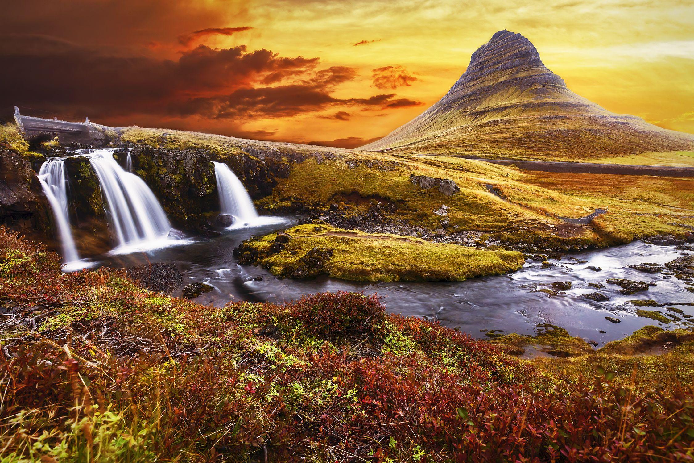 Alicia Pastiran Color Photograph - Mt. Kirkjufell at sunset, Iceland, Photograph, Archival Ink Jet
