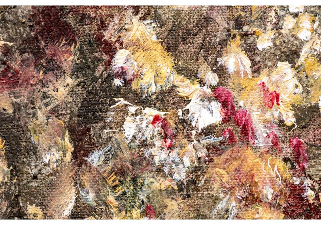 Hand-Painted Alicia Quaini (Argentina, B. 1977) Pallet Oil On Canvas Floral Still Life For Sale