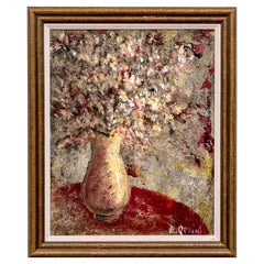 Alicia Quaini (Argentina, B. 1977) Pallet Oil On Canvas Floral Still Life