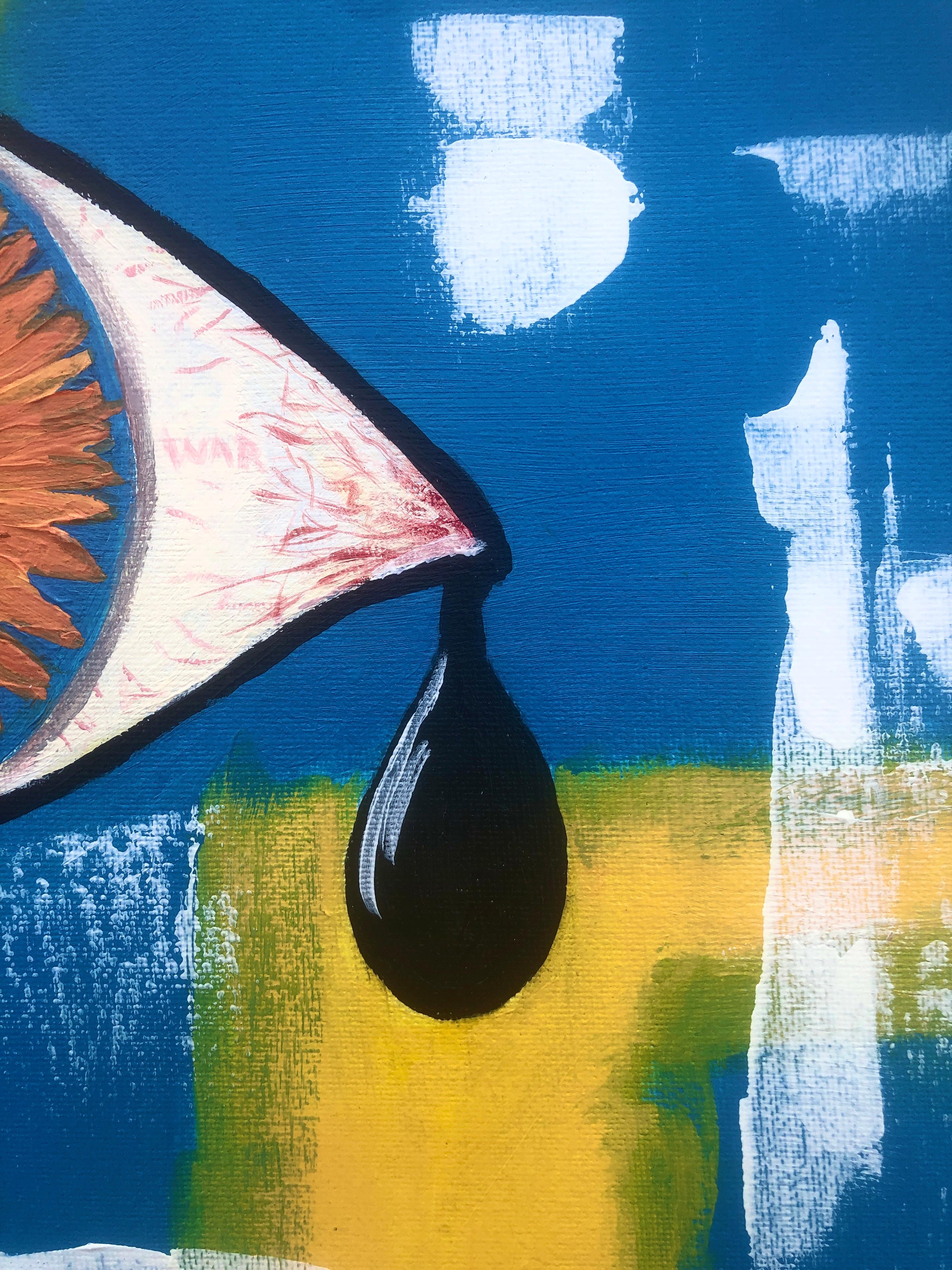 Black tear acrylic on canvas painting Ukraine - Symbolist Painting by Alicia Ramos