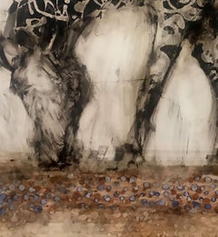 Jackson, cheval avec motif géométrique, peinture à l'huile sur panneau