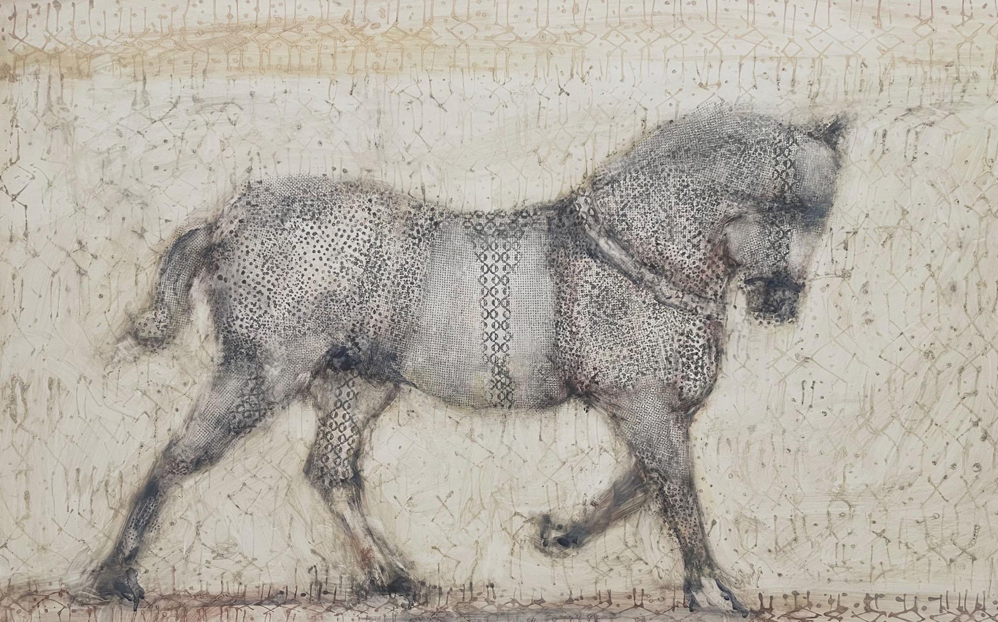 Animal Painting de Alicia Rothman - June Rider (blanco y negro, caballo, pintura de animales, dibujos)