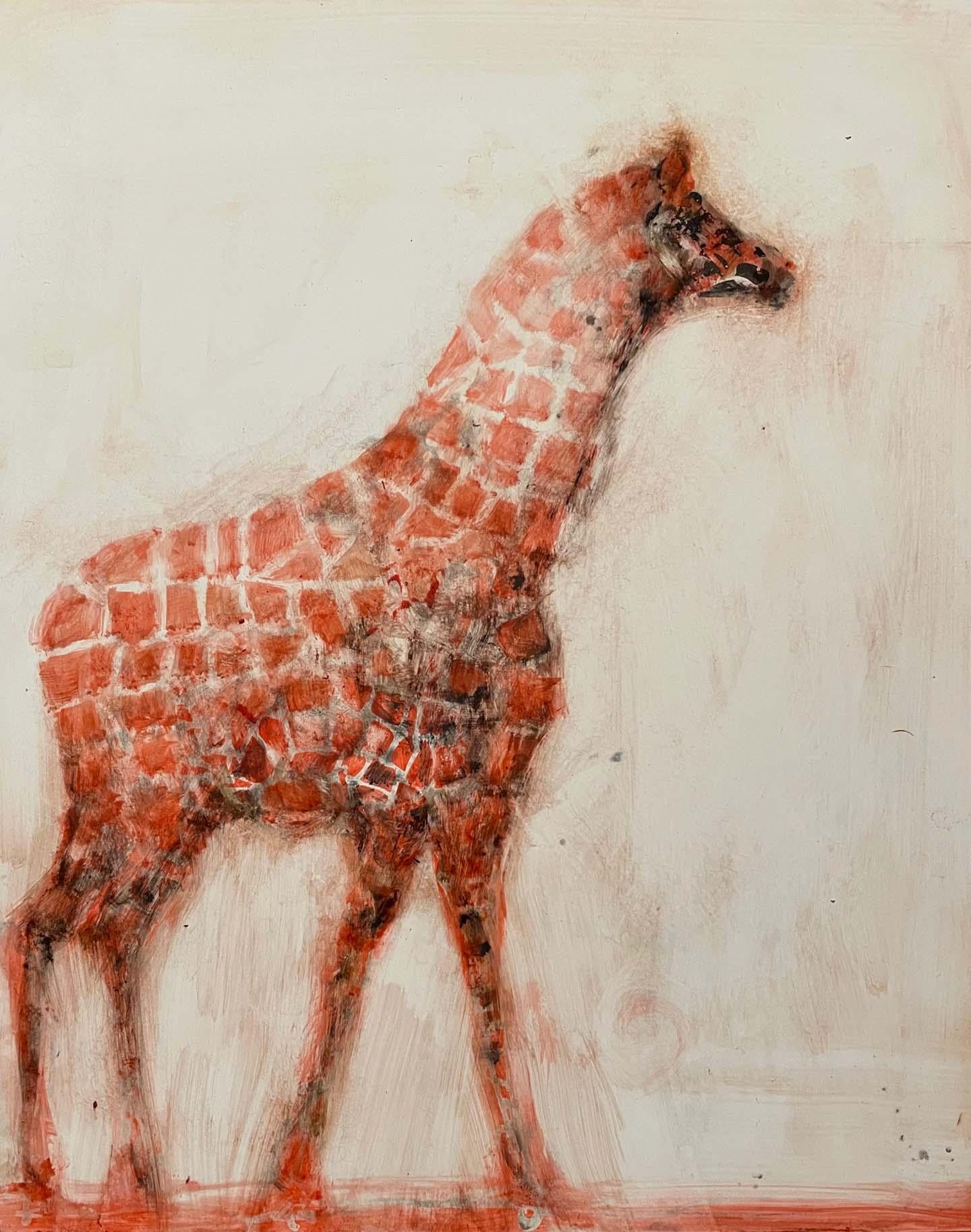 Alicia Rothman Animal Painting - Red Giraffe
