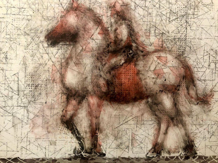 Alicia Rothman - Ruby Rider, red horse and rider, oil painting on panel ...