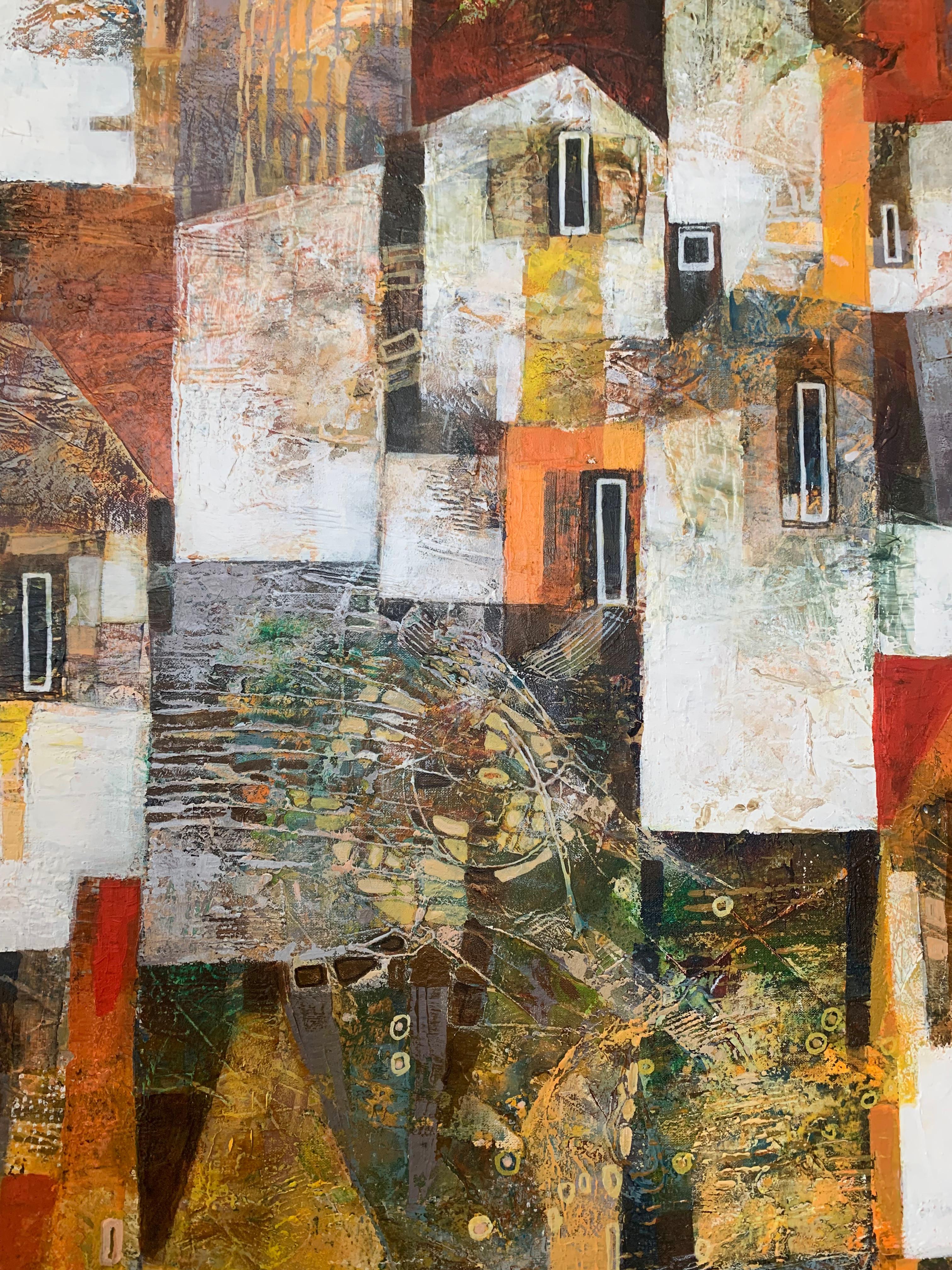 Paesaggio. Pittura figurativa contemporanea Monocromatica geometrica, Arte polacca - Painting di Alicja Slabon-Urbaniak