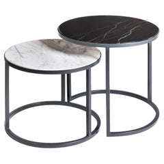 Alicudi and Filicudi Set of 2 Carrara/Marquina Round Coffee Tables