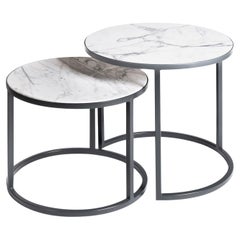 Alicudi and Filicudi Set of 2 Carrara Round Coffee Tables