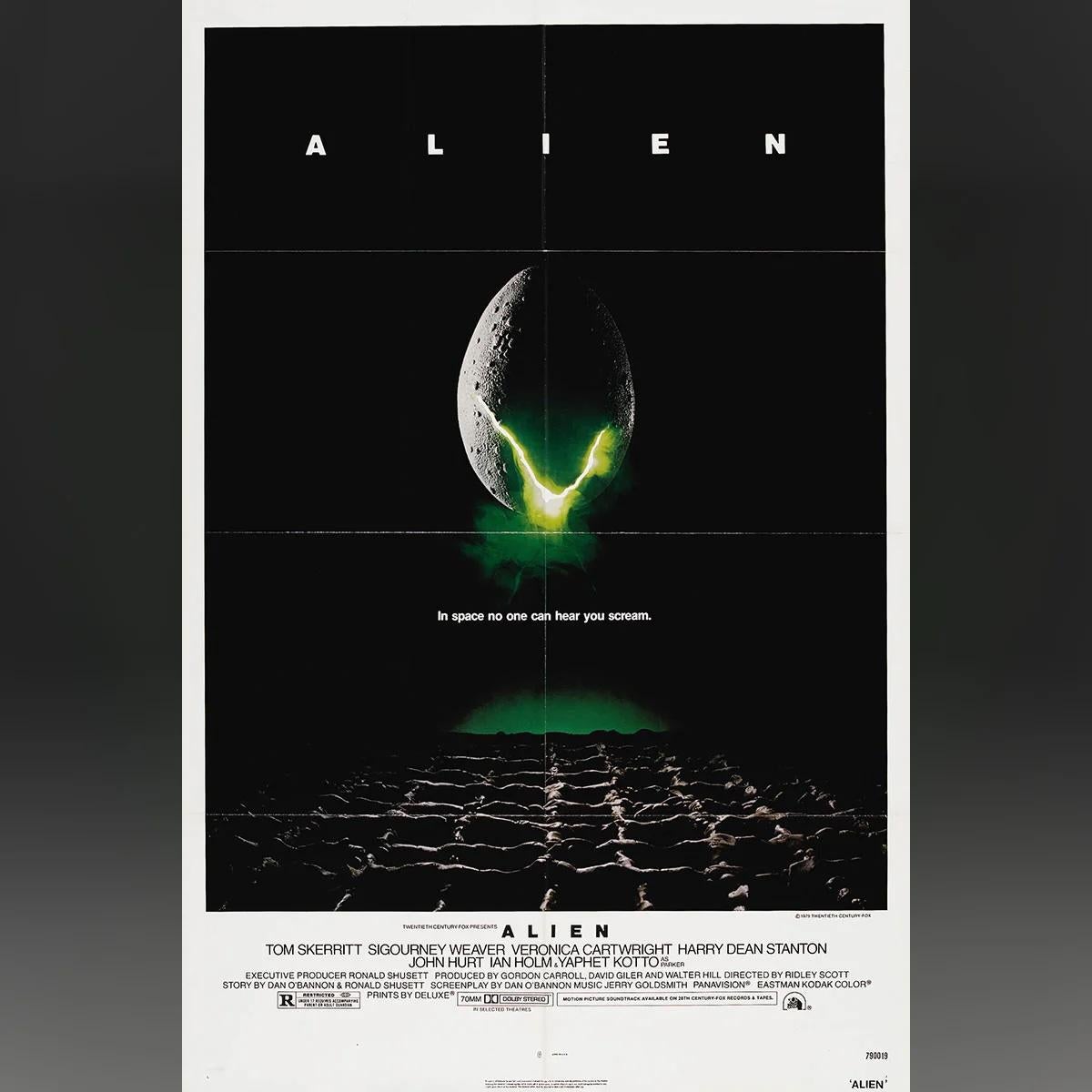 Alien (1979)
Original US One Sheet (27 X 41 Inches)

The original, directed by Ridley Scott. The poster concept and design is by Steve Frankfurt and Philip Gips (NSS version).

While technically science fiction film, ‘Alien’ is also one of the
