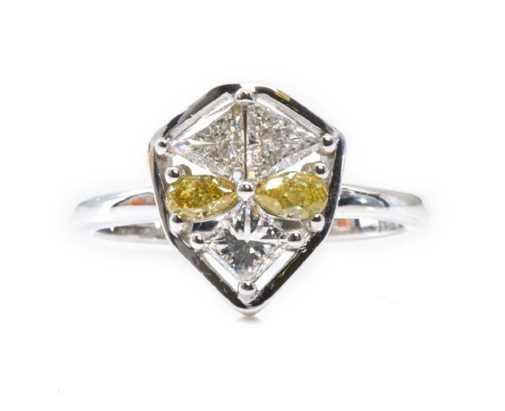 Alien Design 18K White Gold Diamond Ring 0.84 Ct Natural Diamonds, AIG Cert 2