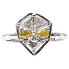 Alien Design 18K White Gold Diamond Ring 0.84 Ct Natural Diamonds, AIG Cert