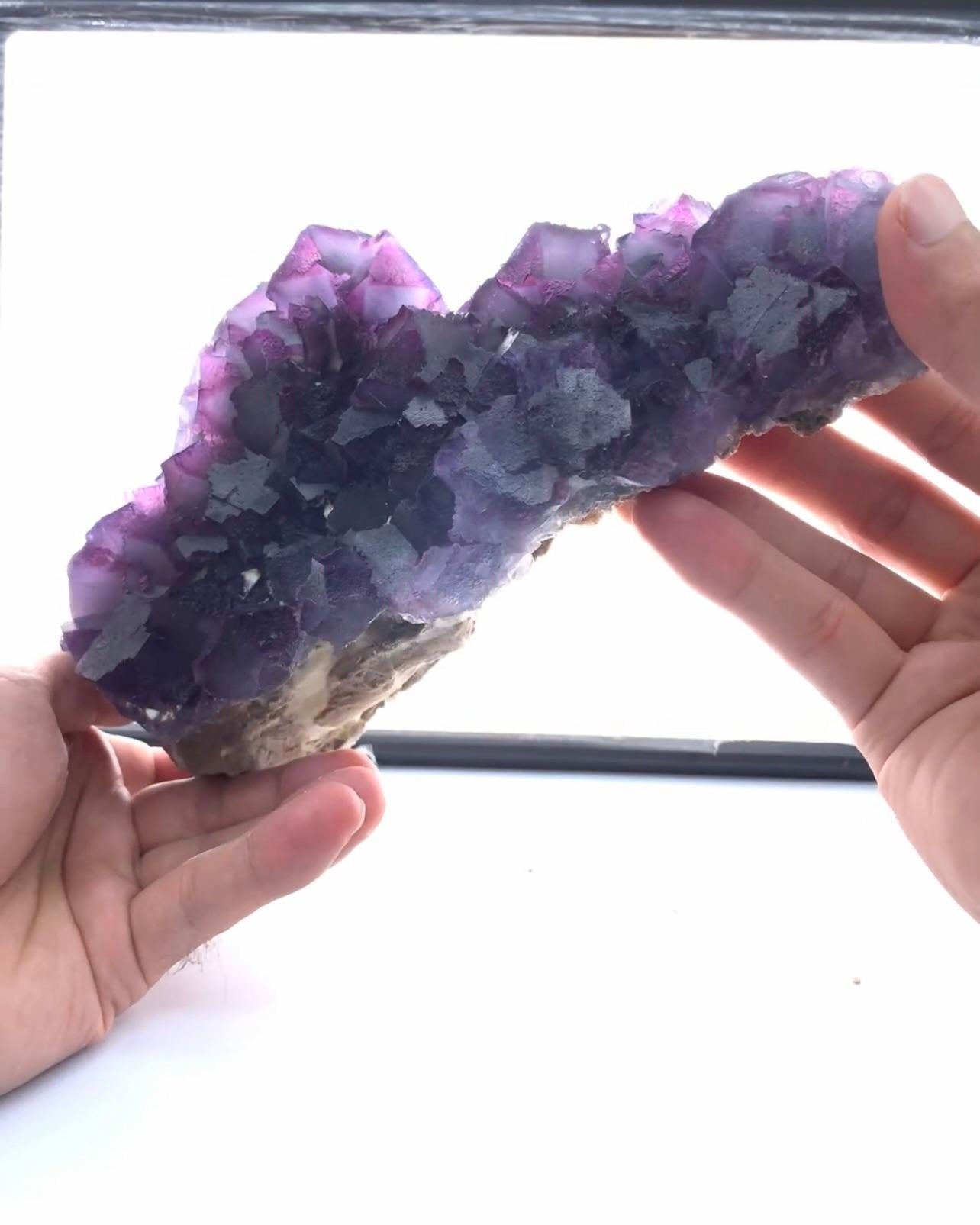 Pakistani Alien Eye Purple Fluorite Crystal Cluster On Matrix From Pakistan For Sale