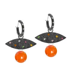 Alien Invasion Multi Tourmaline and Petal Carnelian Silver Earrings