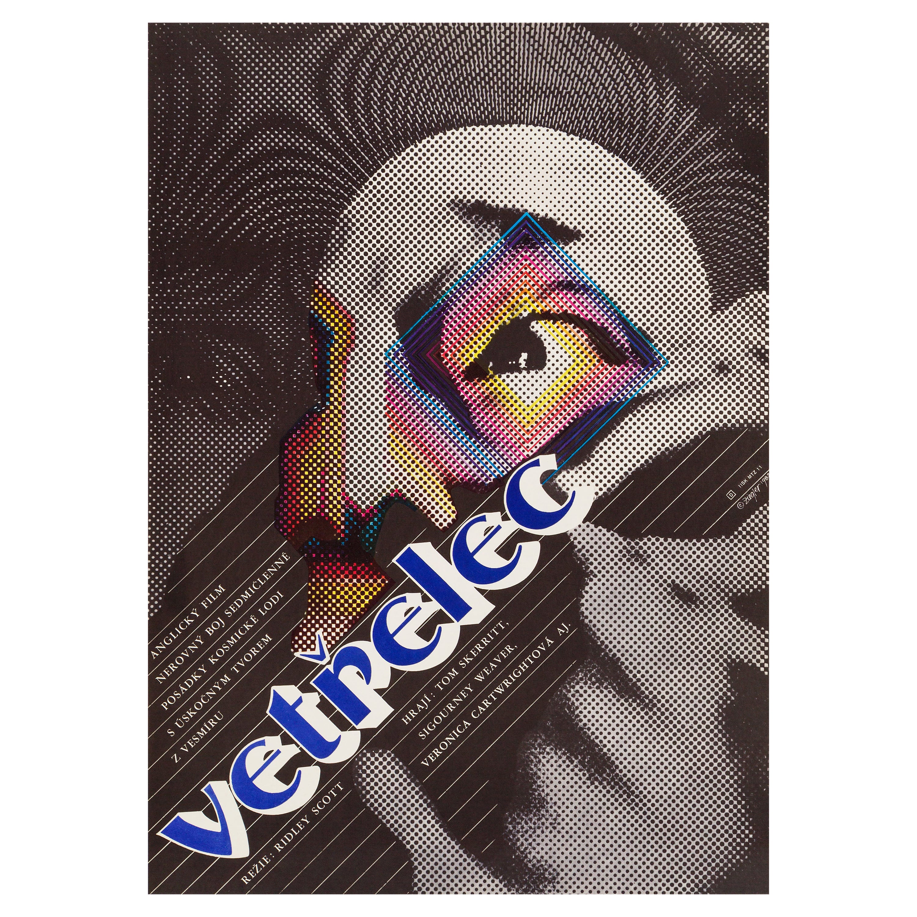 Original-Vintage-Filmplakat „Alien“ von Zdenek Ziegler, Tschechisch, 1982