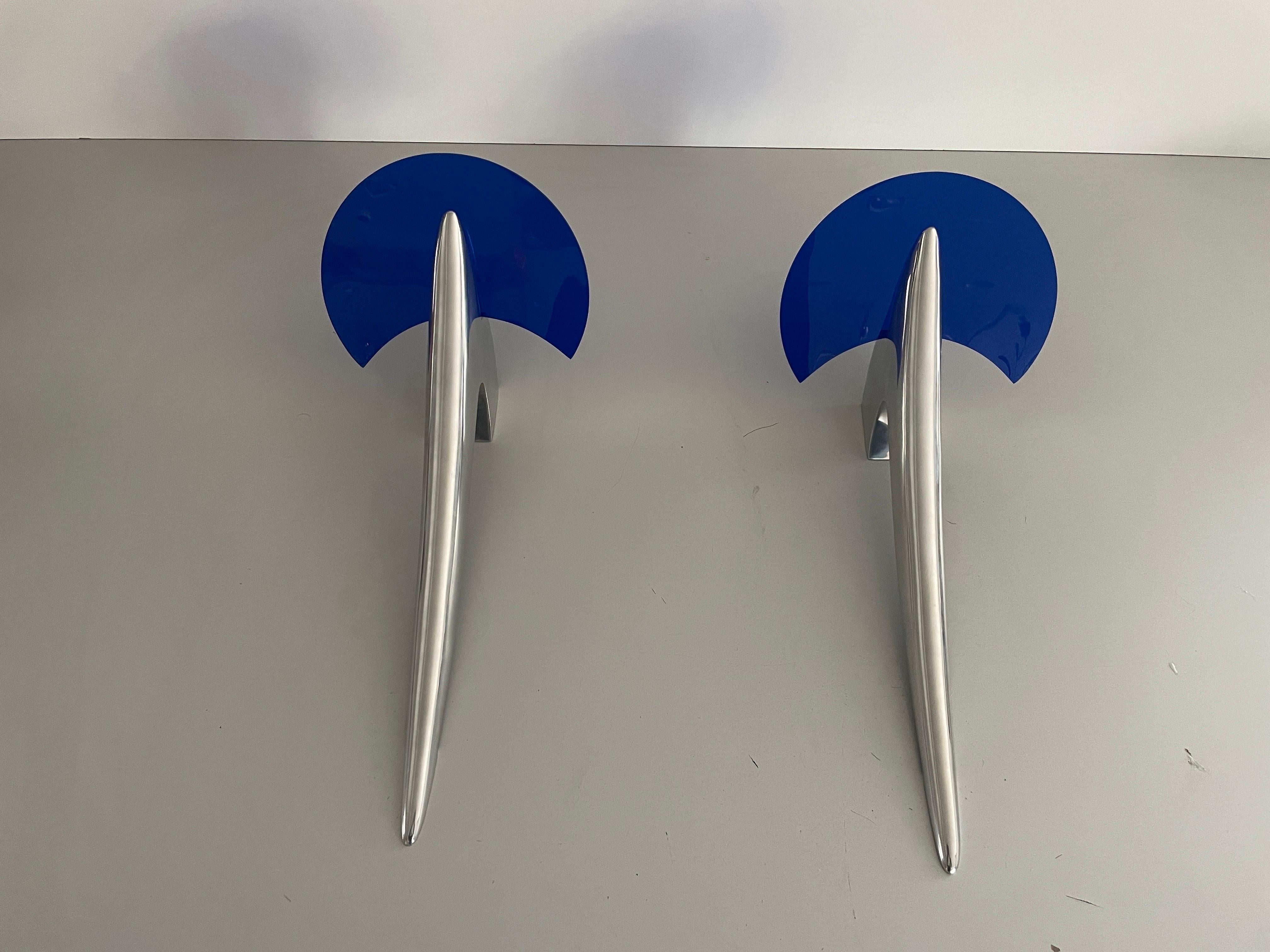 Alien-Wandleuchter von Joan Auger für Taller Uno Metalarte, 1980er Jahre, Spanien

Sehr schöne Wandlampen von hoher Qualität.

Die Lampen sind in sehr gutem Vintage-Zustand.


Diese Lampen funktionieren mit  E14 Standard-Glühbirnen. 
Verkabelt und