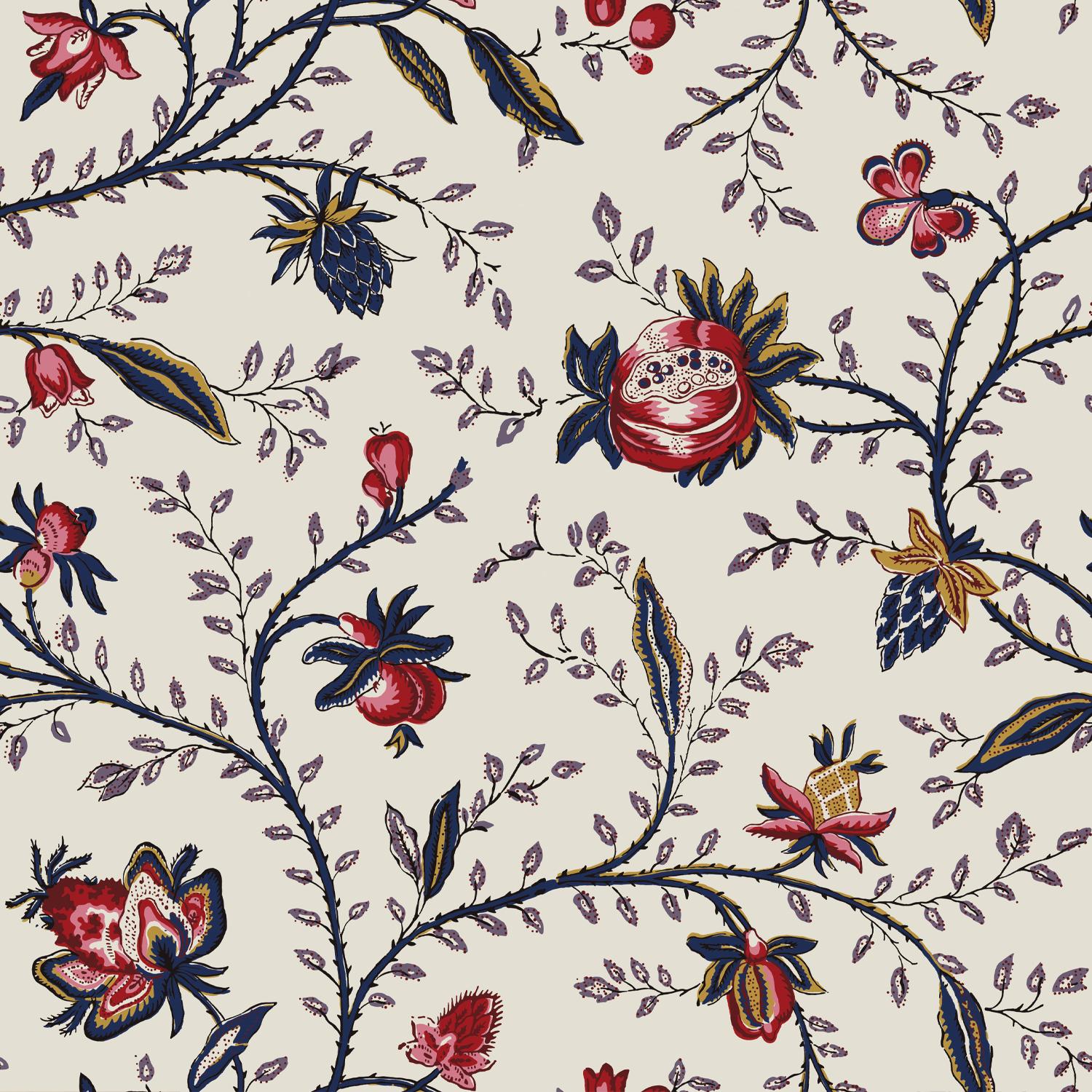 French 'Aliénor‘ wallpaper by Papier Français, collection BNF N°1 For Sale