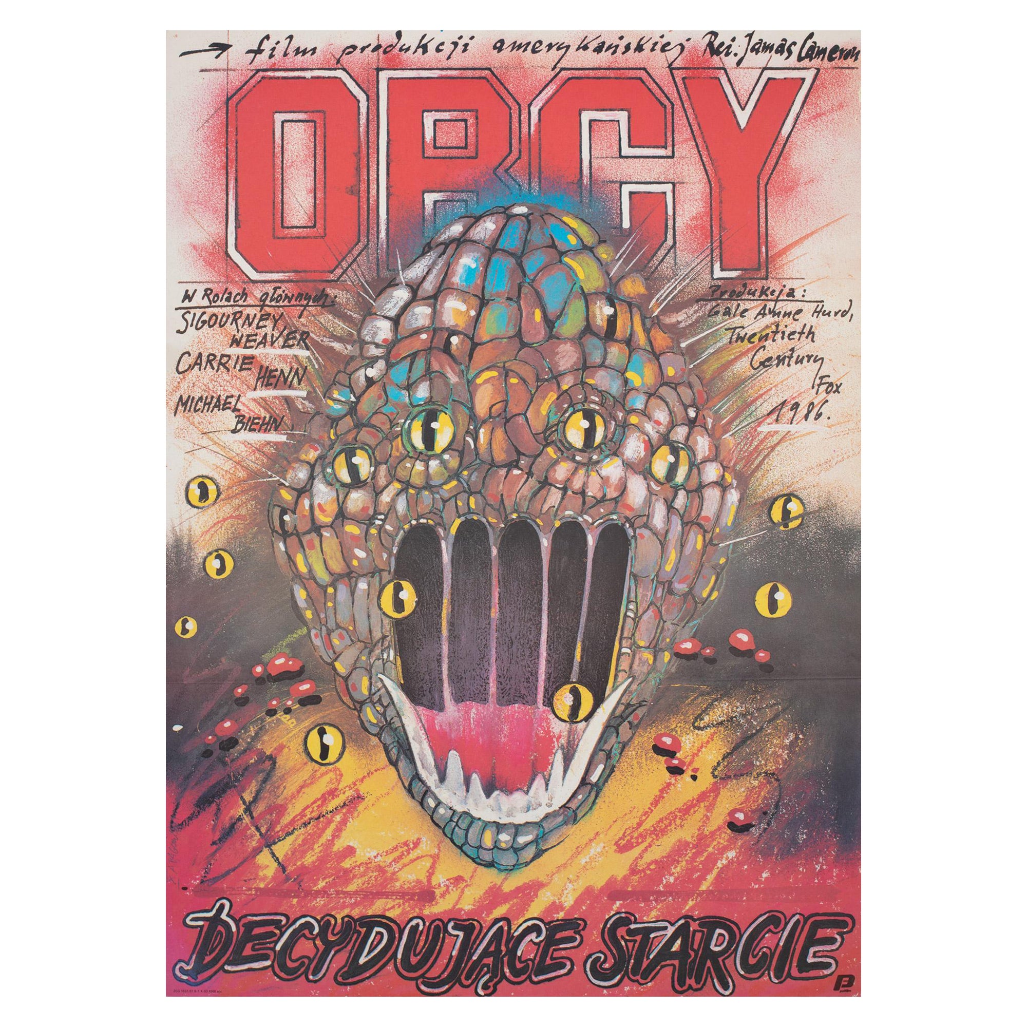 "ALIENS" Original Polish Film Movie Poster, Andrzej Pagowski, 1987