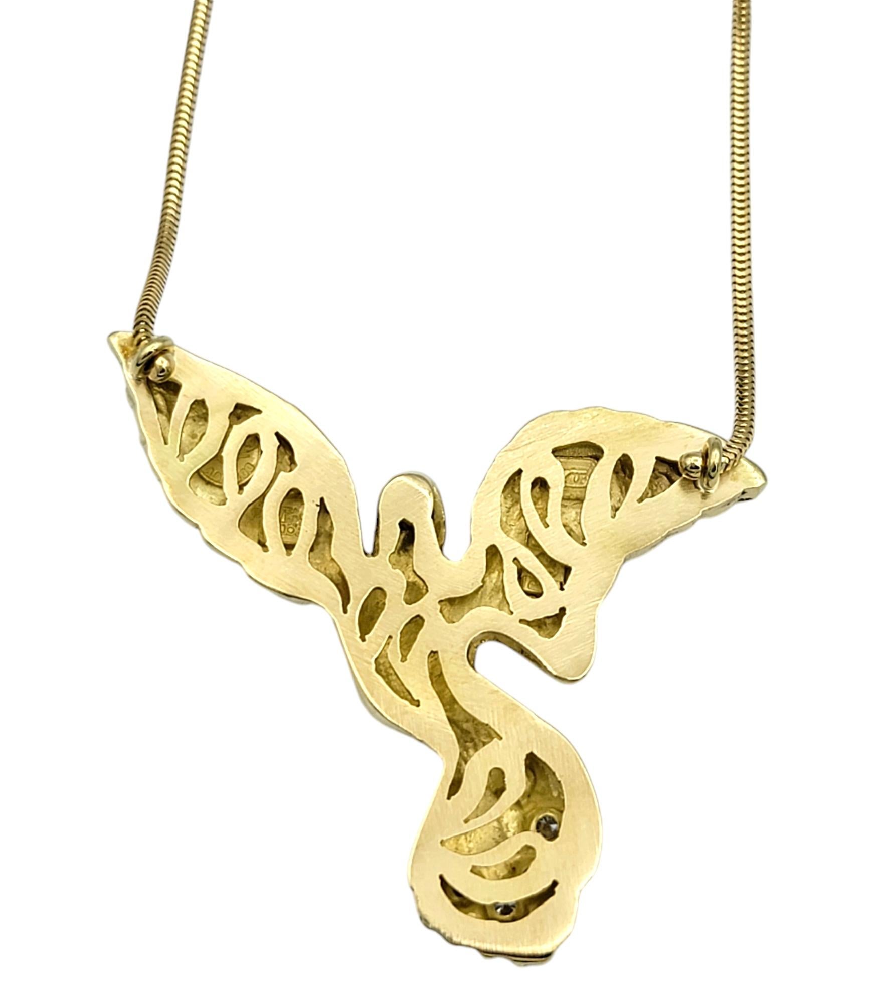 Aligi Sassu Collier pendentif colomba de paix en or 18 carats en vente 1