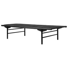 Align Daybed by Anita Johansen, in Black Oak and Black Leather Upholstery