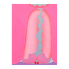 "Bess Nest" Contemporary Colorful Pink and Purple Abstract Painting