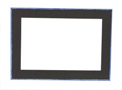 1979 Alima 'Blue Rectangle' Black & White Israel Lithograph