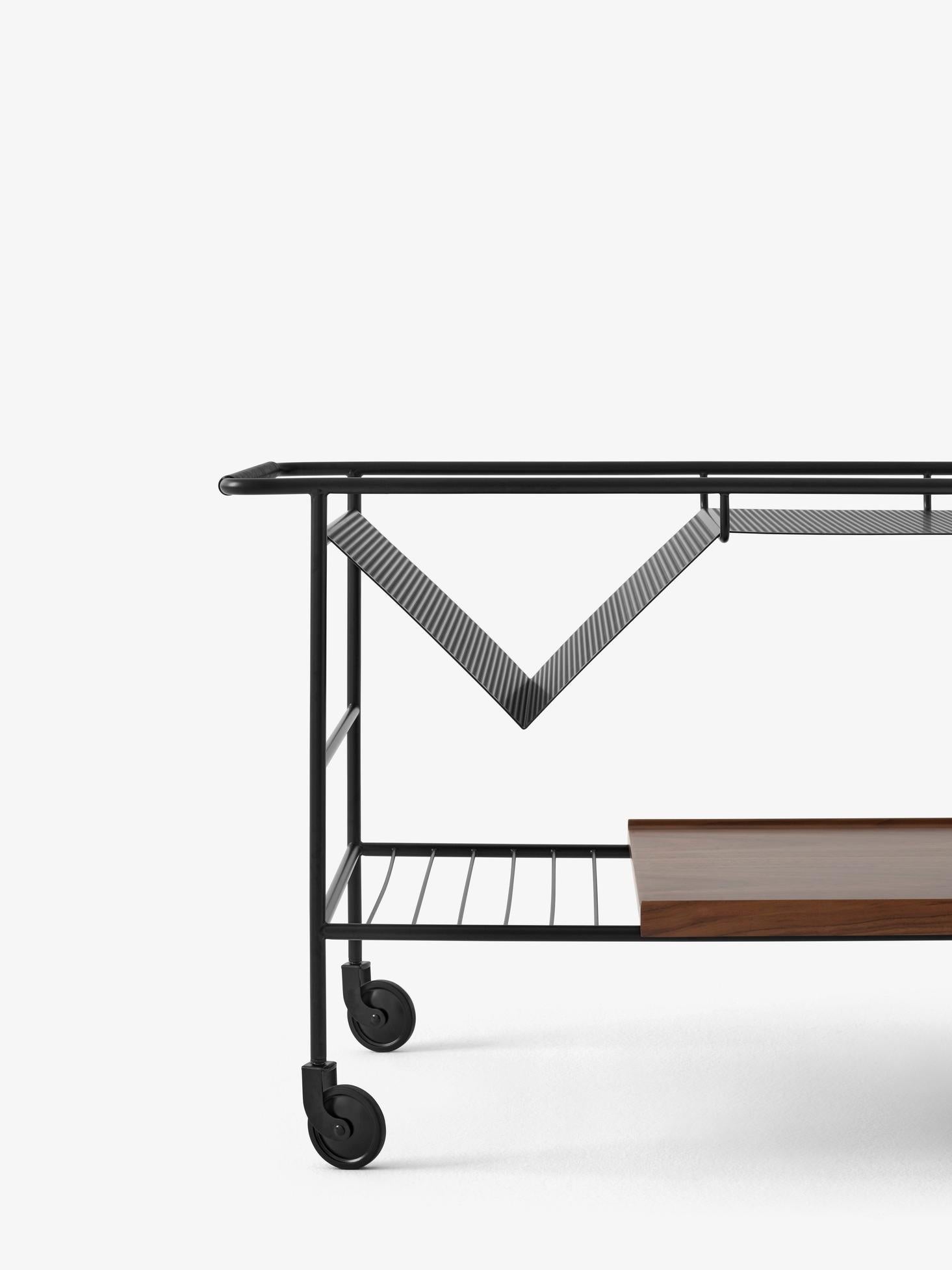 Cinese Trolley Alima NDS1, acciaio nero opaco/noce, di Note Design Studio per &Tradition in vendita