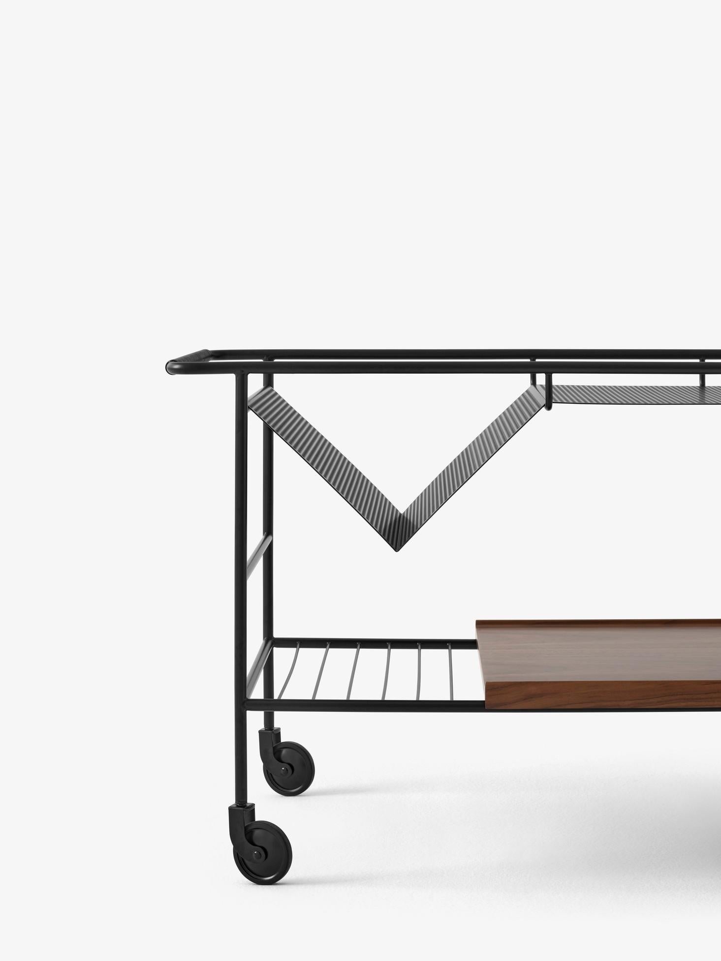 Scandinavian Modern Alima NDS1 Trolly Black Matte Steel/Walnut, by Note Design Studio for &Tradition For Sale