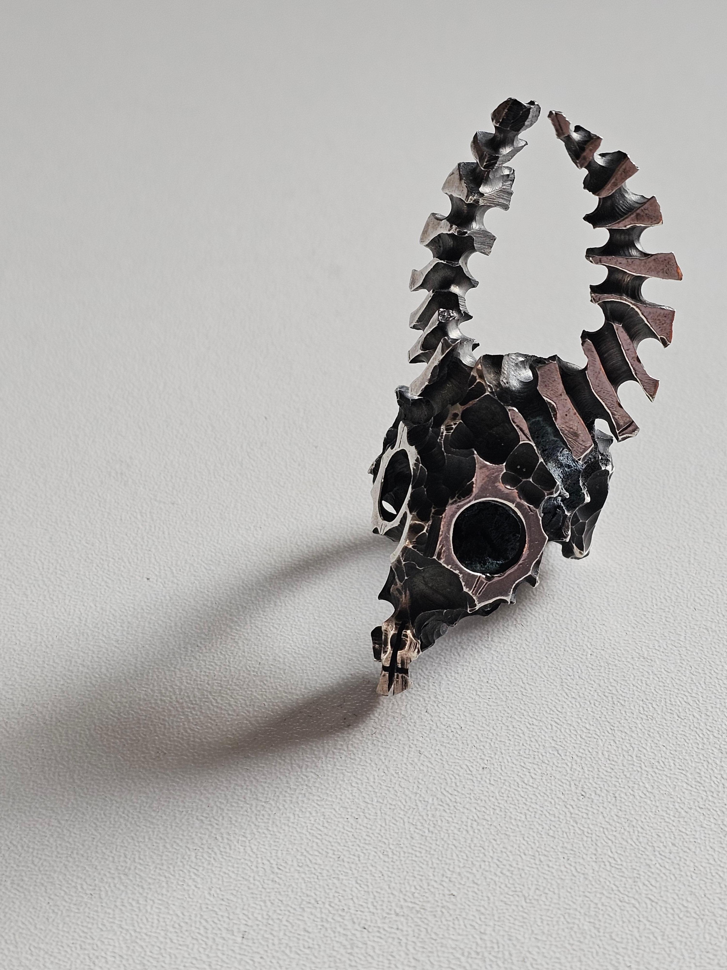 Alina Alamorean Bison Sculpted Contemporary Statement Ring Black Silver For Sale 1
