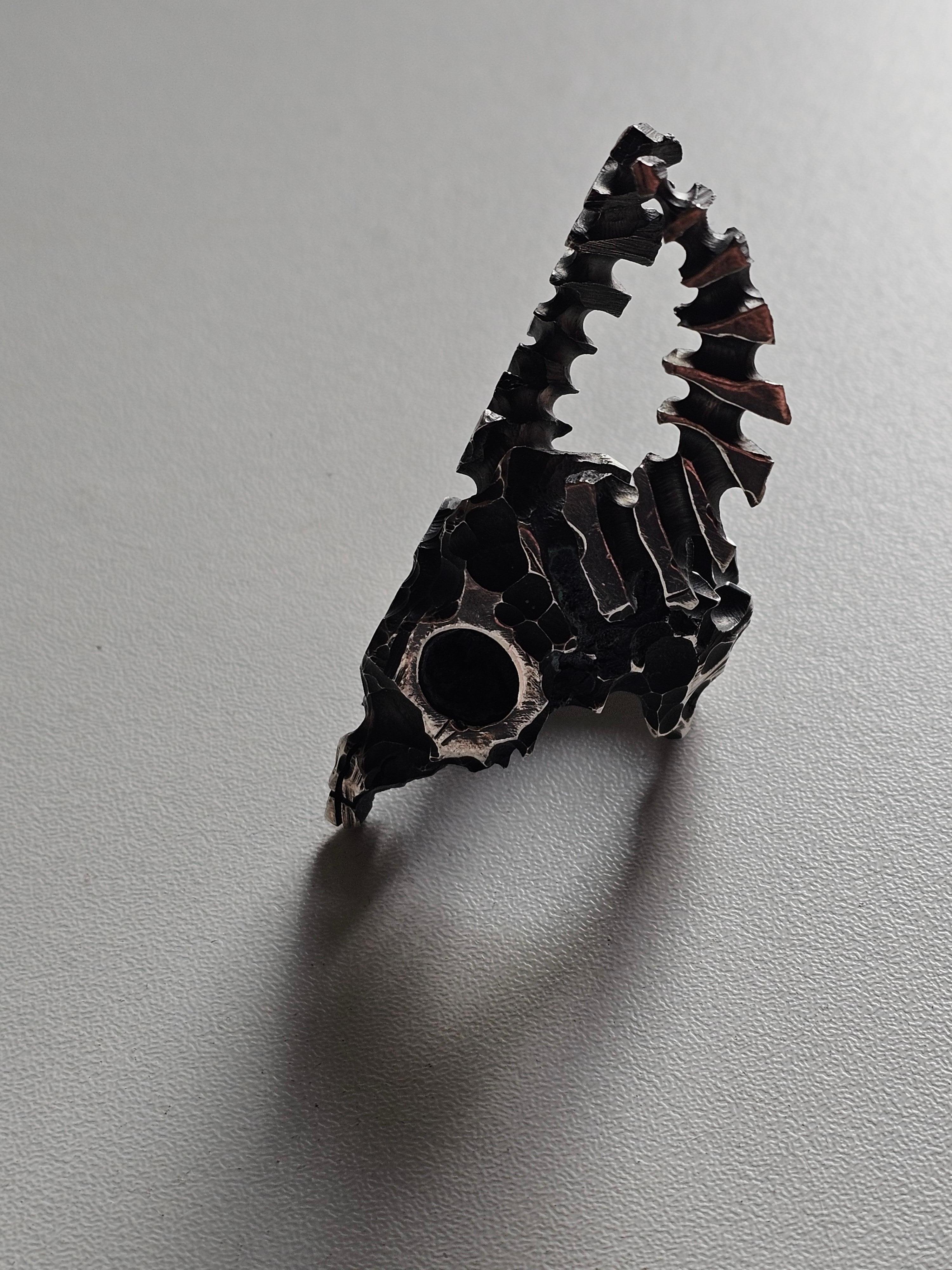 Alina Alamorean Bison Sculpted Contemporary Statement Ring Black Silver For Sale 3