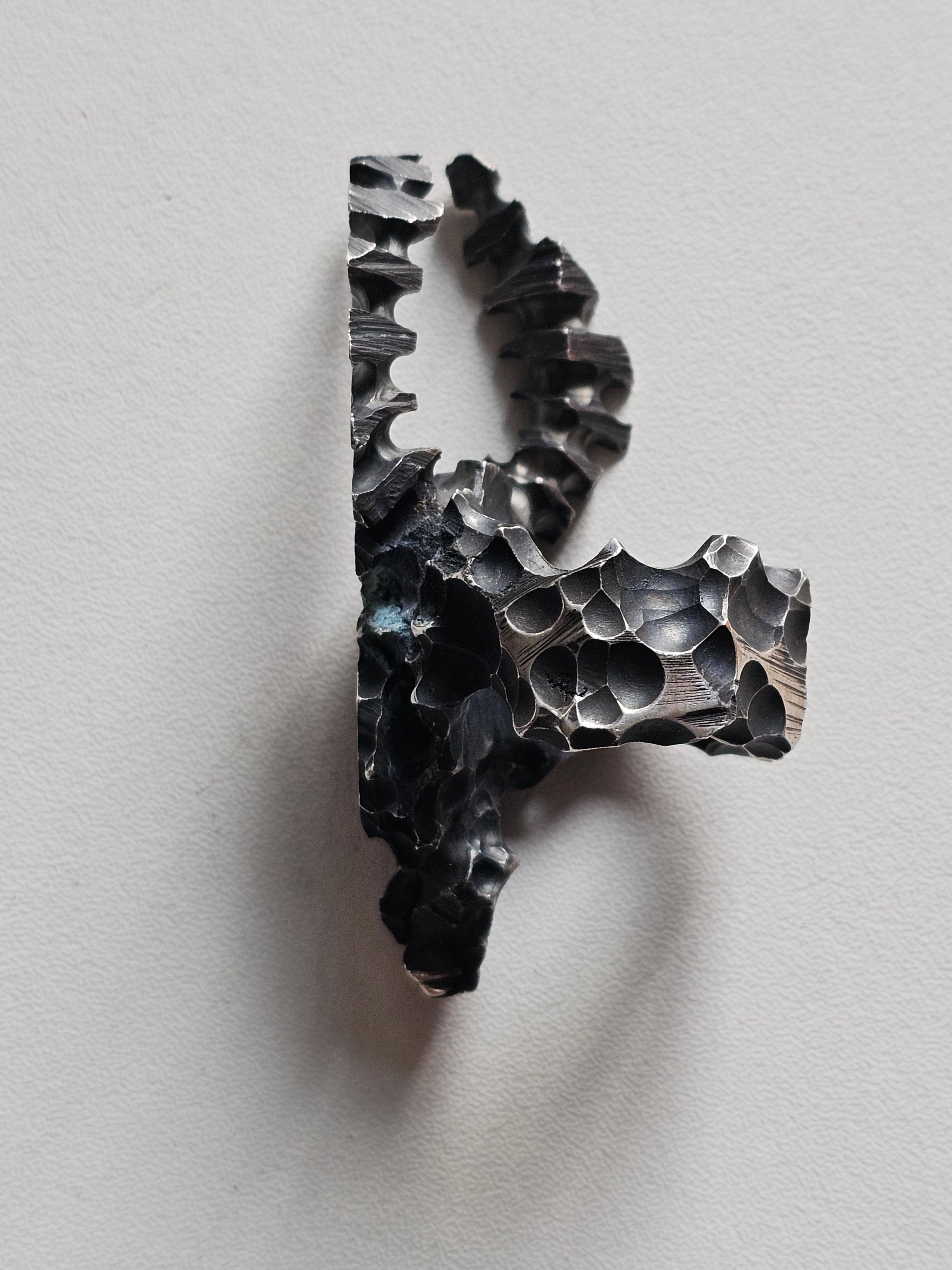 Alina Alamorean Bison Sculpted Contemporary Statement Ring Black Silver For Sale 5