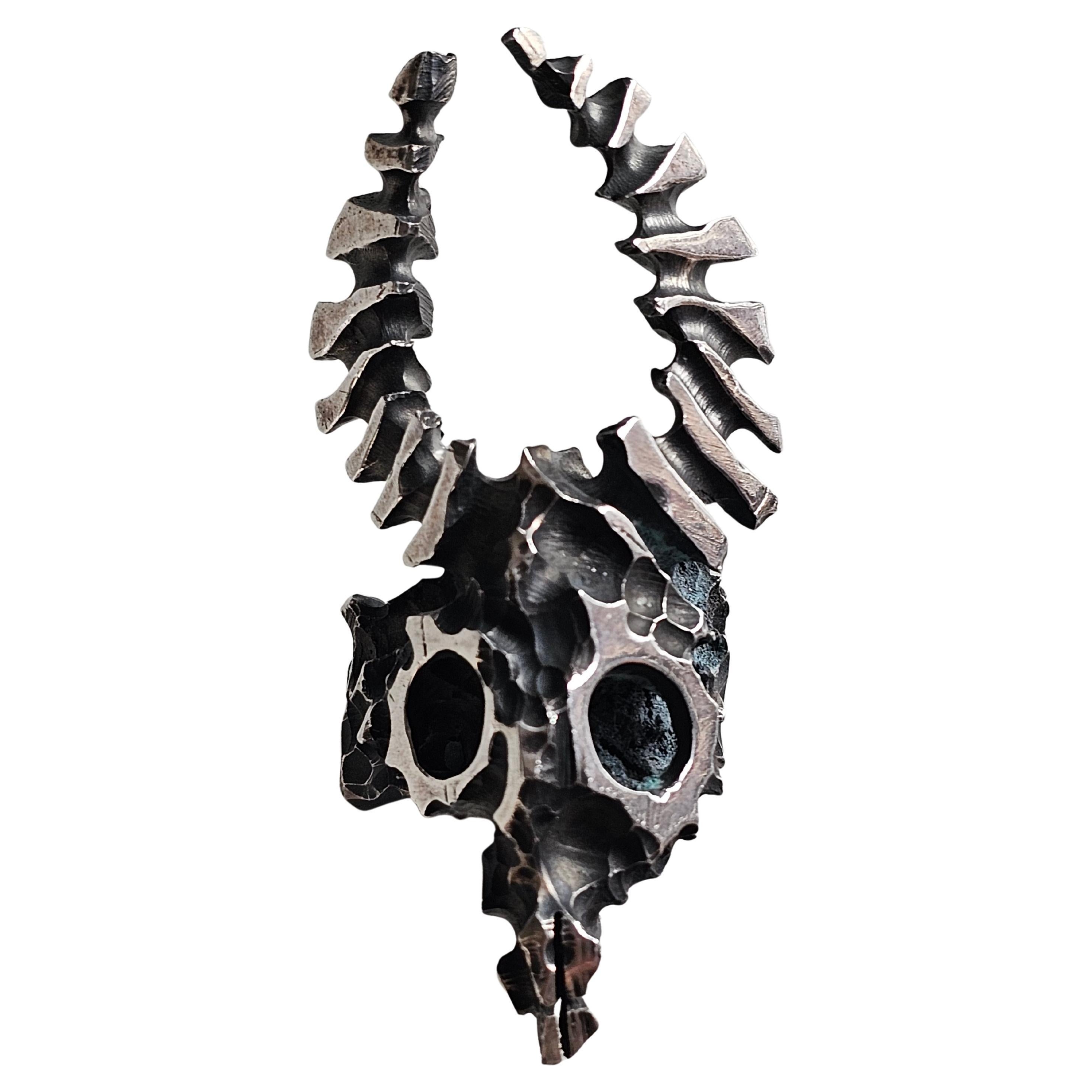 Alina Alamorean Bison Sculpted Contemporary Statement Ring Black Silver For Sale