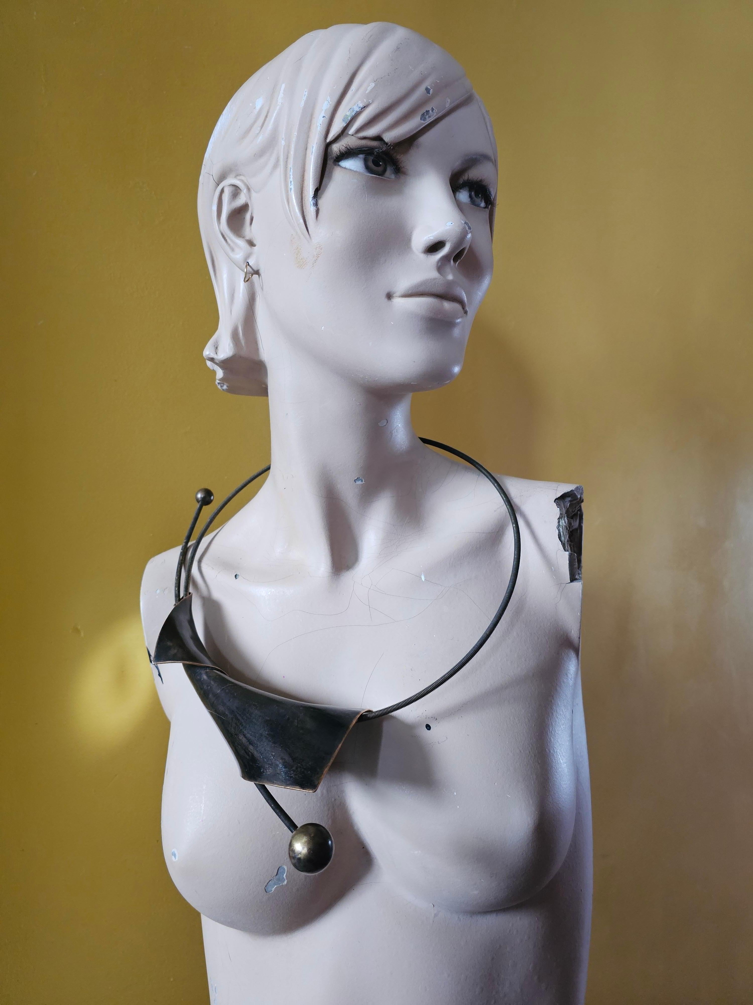 Alina Alamorean Black Moon Sculptural Contemporary Statement Necklace Bronze For Sale 6