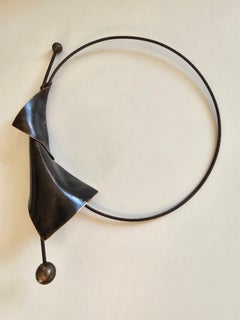 Alina Alamorean Black Moon Sculptural Contemporary Statement Necklace Bronze