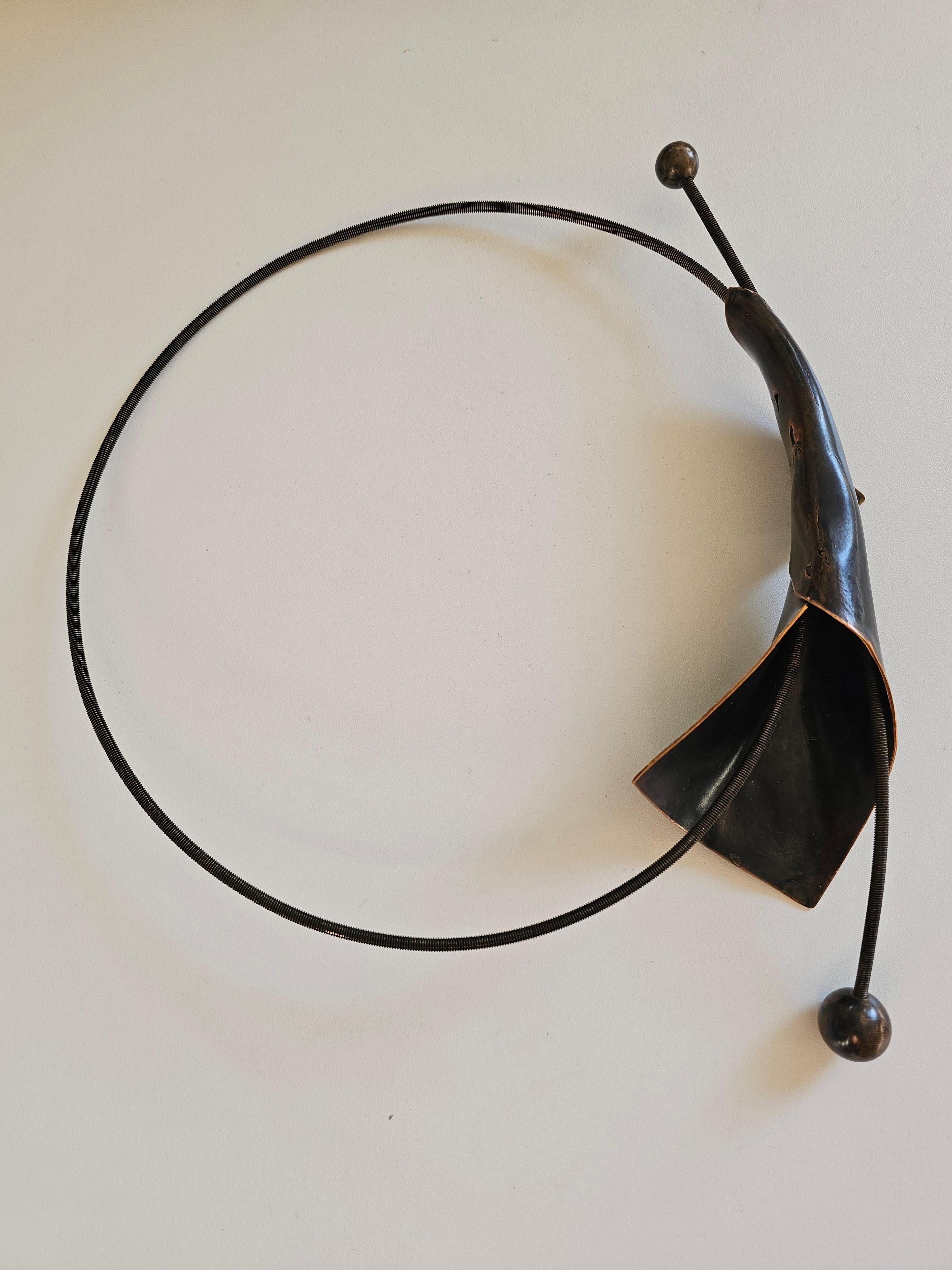 Alina Alamorean Black Moon Sculptural Contemporary Statement Necklace Bronze In New Condition For Sale In Fresnes, IDF