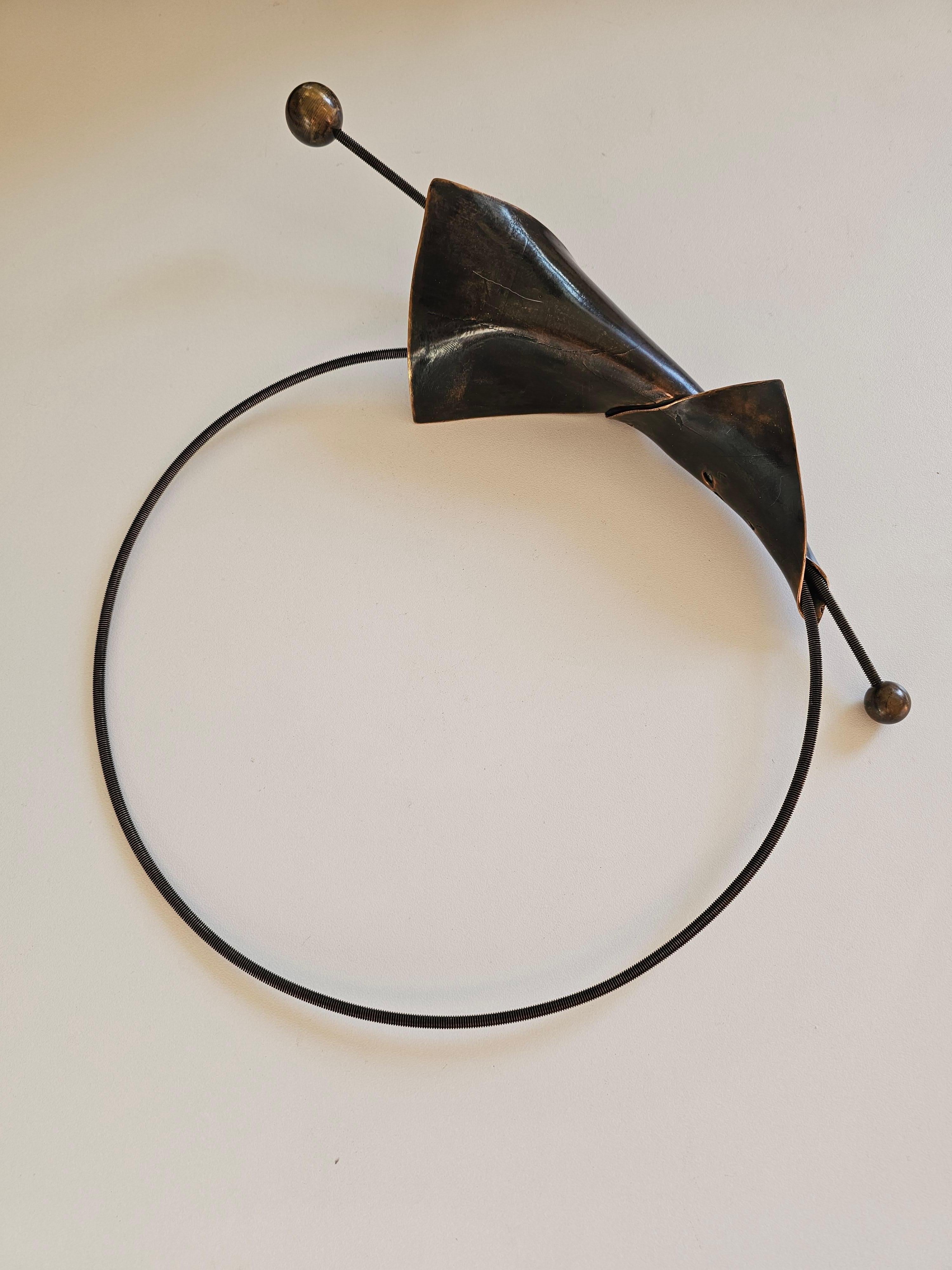 Women's Alina Alamorean Black Moon Sculptural Contemporary Statement Necklace Bronze For Sale