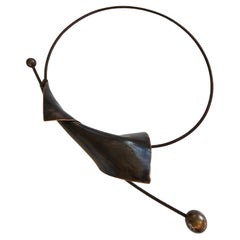 Alina Alamorean Black Moon Sculptural Contemporary Statement Necklace Bronze